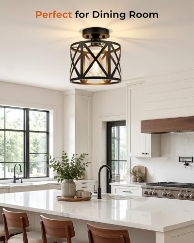 2Pack Farmhouse Semi Flush Mount Ceiling Light Fixture E26 (2 Count)