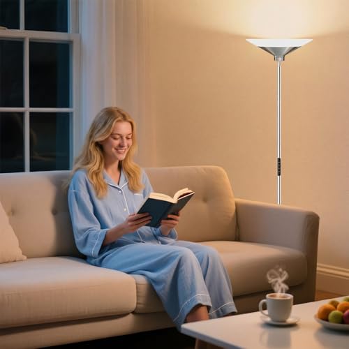 Metallic Silver Torchiere Floor Lamp