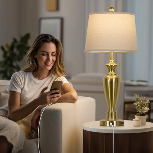 30" Tall Gold Table Lamps Set of 2 (2 Count)