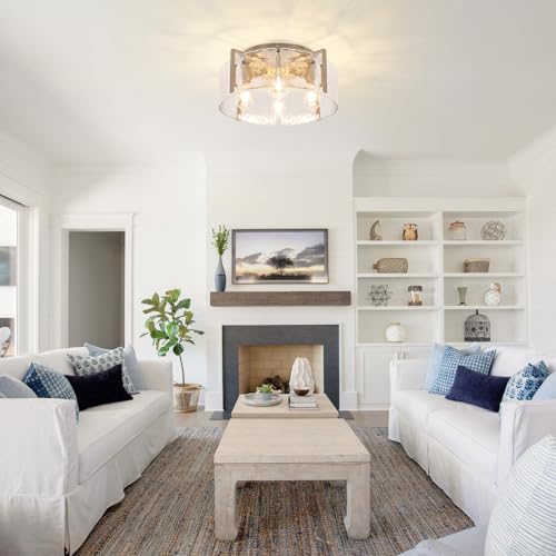 4 Light Brushed Nickel Semi Flush Mount Ceiling Light