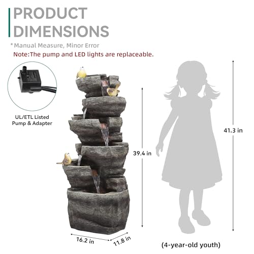 39.4"Extra Large Rock Outdoor Fountain 6