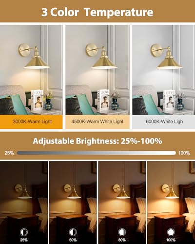 Gold Vintage Wireless Battery Operated Wall Sconces (2 Count)