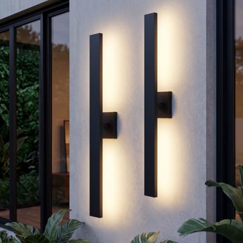 Aluminum 32 Inch Modern Wall Sconces Set of 2 LED 26W Black Sconce (2 Count)