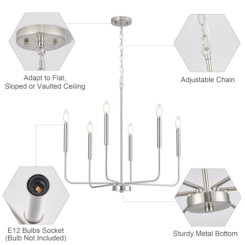 Modern Brushed Nickel Chandelier for Dining Room