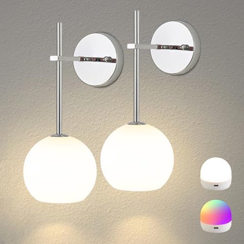 Chrome Battery Operated Wall Sconces Set of 2