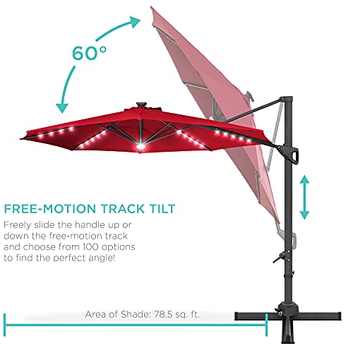 10ft Solar LED Cantilever Patio Umbrella