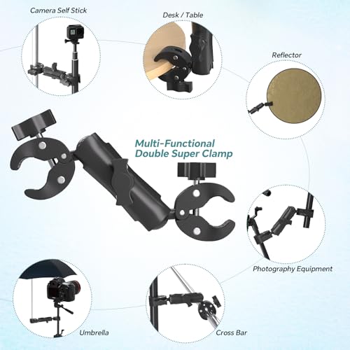 Super Double Clamp Mount Umbrella Camera Pole Clamp Holder