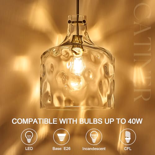 16" Farmhouse Hammered Glass Pendant Light