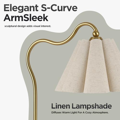 Table Lamp with Beige Pleated Linen Shade