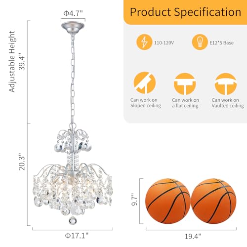 5 Light Crystal Chandelier Pendant Ceiling Light Modern Lighting Fixture for Bedroom Hallway Bar Kitchen Bathroom