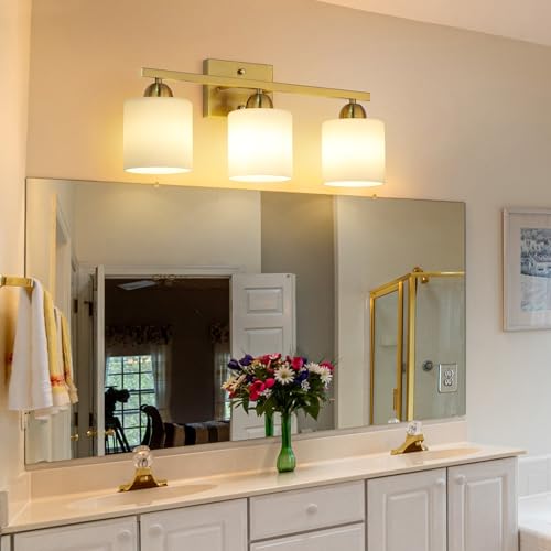 Stainless Steel Milk Glass Vanity Lights for Bathroom