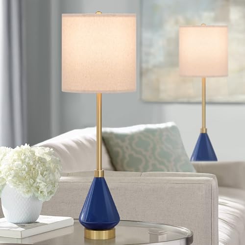32" Gold Buffet Lamps Set of 2 with Blue Ceramic Base (2 Count)