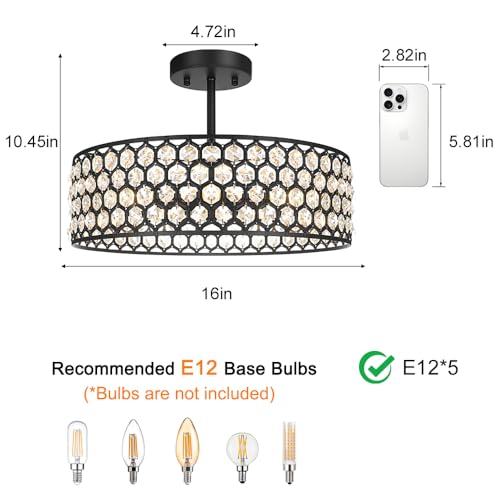 Black Crystal Ceiling Light Fixture