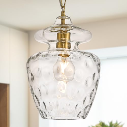 Farmhouse Gold Glass Pendant Light