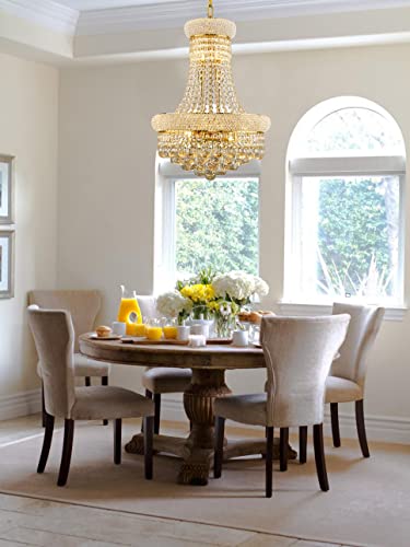 10 Lights Gold Finish Empire Crystal Chandelier Lighting for Dining Room Living Room Foyer Hallway Bedroom Entryway