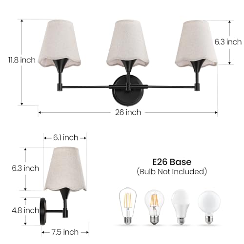 Black Bathroom Vanity Light Fixtures (Matte Black / 3 LIGHT)
