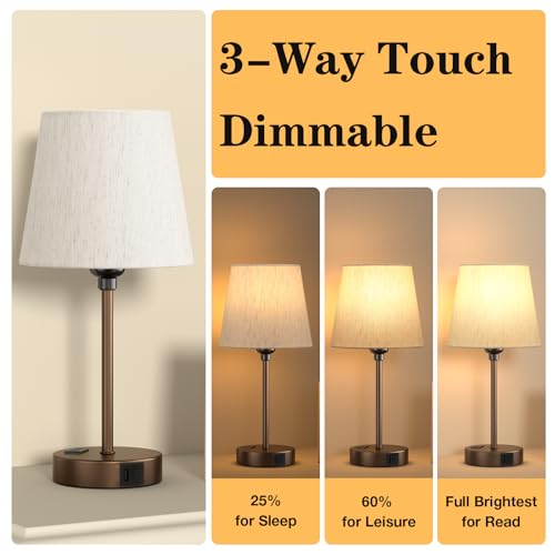 Brown Bedside Lamps Set 2 for Bedroom (2 Count)