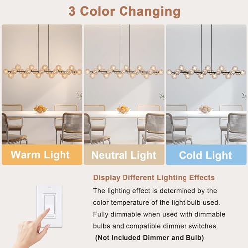 Linear Chandelier Modern 22 Lights Large Sputnik Chandelier Length 70 Inch