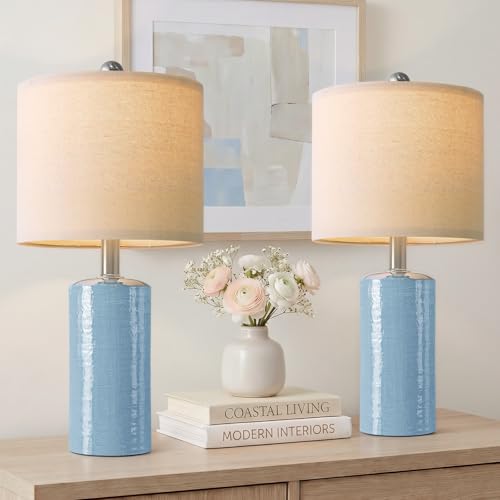 Small Table Lamps Set of 2 for Living Room 20.25" Blue Lamps Bedside Lamps (2 Count)