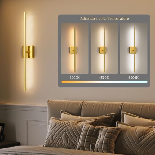24 Inch Painted Gold Battery Operated Wall Sconces Set of 2
