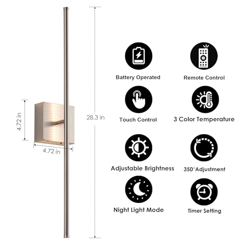 Rechargeable Wall Sconces Battery Operated Set of 2 (2 Count)