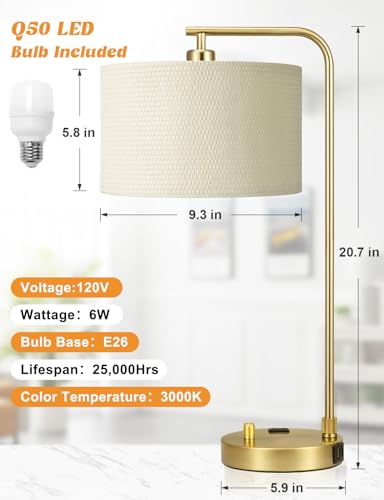 Gold Table Lamp with Weaving lampshade