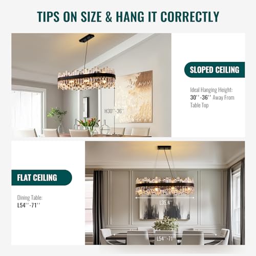 Rectangular Black Crystal Chandelier for Dining Room
