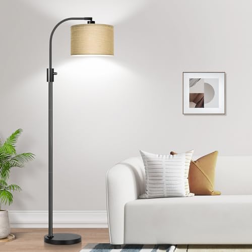Upgraded Modern Arc Dimmable Tall Standing Floor Lamp with Champagne Shade