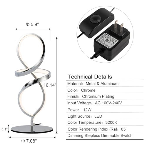 Modern Small Table Lamp with LED Spiral Design