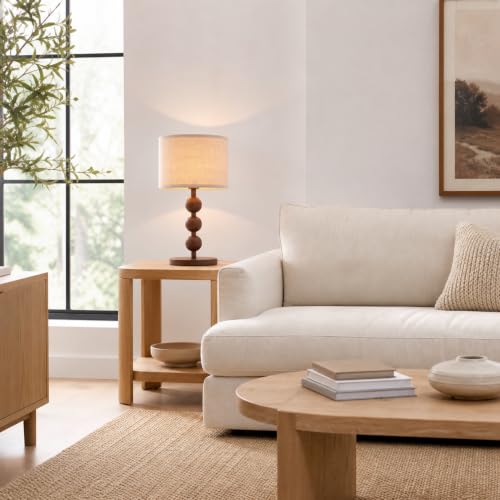 20" Vintage Boho Wood Pattern Table Lamp for Bedroom Living Room