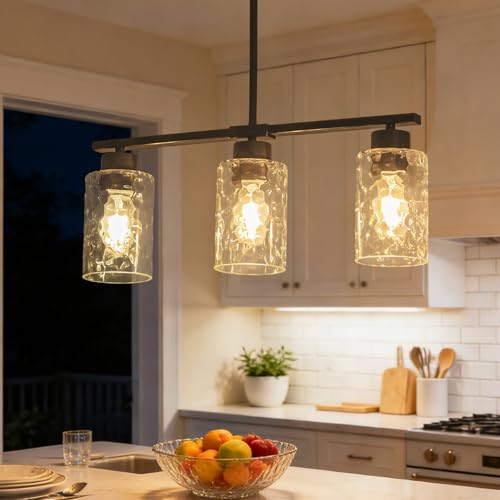 Hammered Glass Dining Room Light Fixture