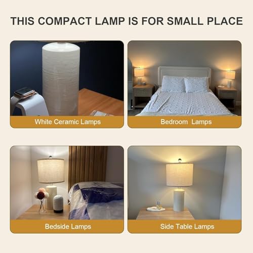 20.25'' Ceramic Table lamps Set of 2 Small Farmhouse Bedside Lamp White (2 Count)