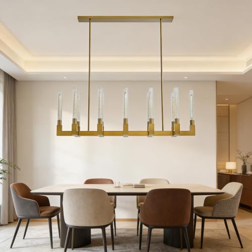 67 Inch Gold Candle Rectangular Chandelier