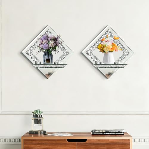 Mirrored Candle Sconces with Acrylic Diamond