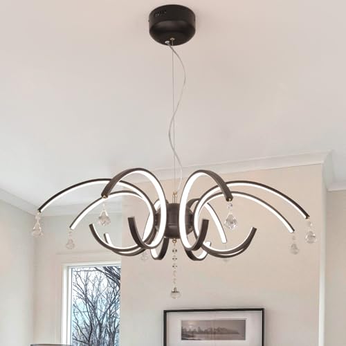 32.7" Black Crystal LED Chandelier