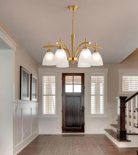 Modern Farmhouse Antique Brass Gold Chandelier