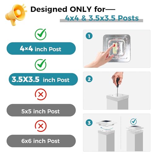 4x4 Solar Post Cap Lights Outdoor 16Pack