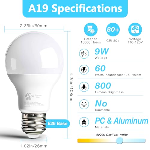 24 Pack LED Bulbs Daylight White 5000K (24 Count)