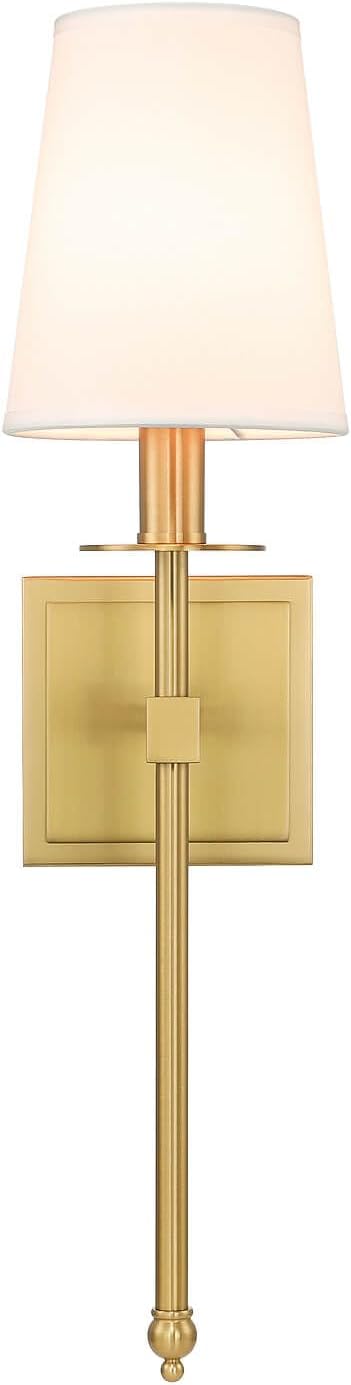 XiNBEi Lighting Brass Wall Sconces Set of 2 Modern Gold Sconce Light Fixture with Fabric Shade Wall Lamp for Bathroom Bedroom Corridor & Living Room XB-W1307-WBS