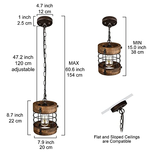 Retro Industrial Metal and Wood Farmhouse Chandeliers