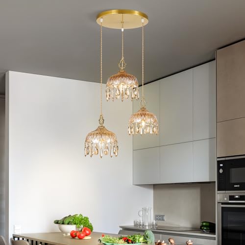 3 Light Glass Pendant Light Crystal Hanging Light Fixtures
