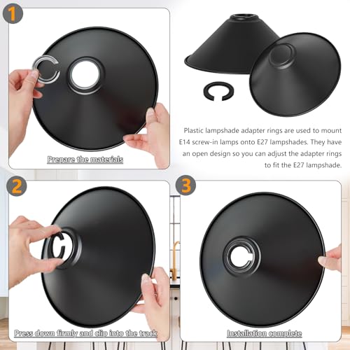 8.5" Industrial Vintage Black Iron Cone Lamp Shade (3 Count)