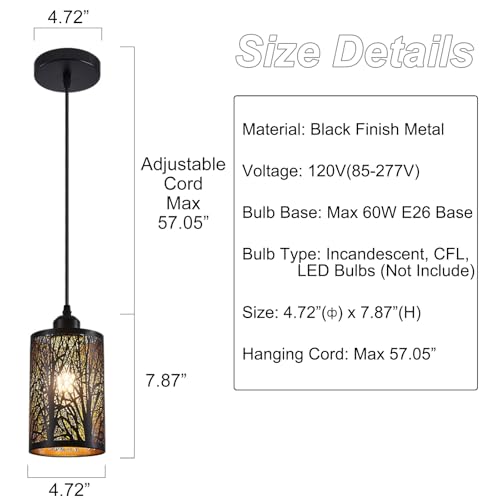 Industrial Farmhouse Black Pendant Light for Kitchen Island