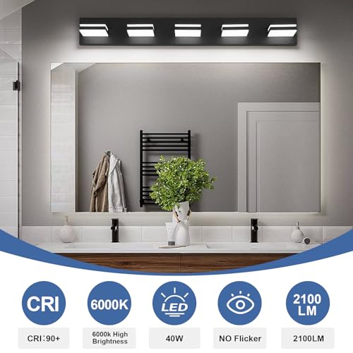 Modern LED Small Black Acrylic Bathroom Lights Fixtures 5
