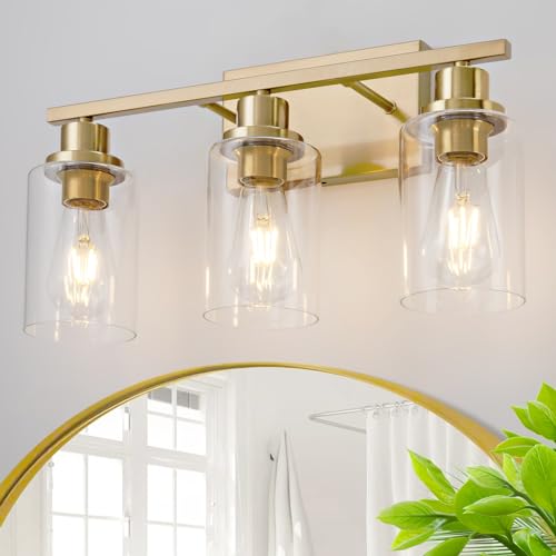 3 Light Bathroom Light Fixtures Brushed Brass Vanity Light Over Mirror Modern Farmhouse Wall Lighting Sconces Wall Lamp for Bathroom