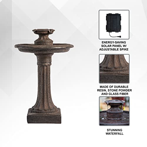 28" Solar Bird Bath Fountain for Outdoor Garden