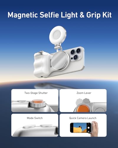 Magnetic Phone Camera Grip & C03 Magnetic Selfie Light Creator Kit