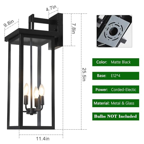 Large Exterior Wall Sconce Modern Outdoor Lights for House 26'' Waterproof
