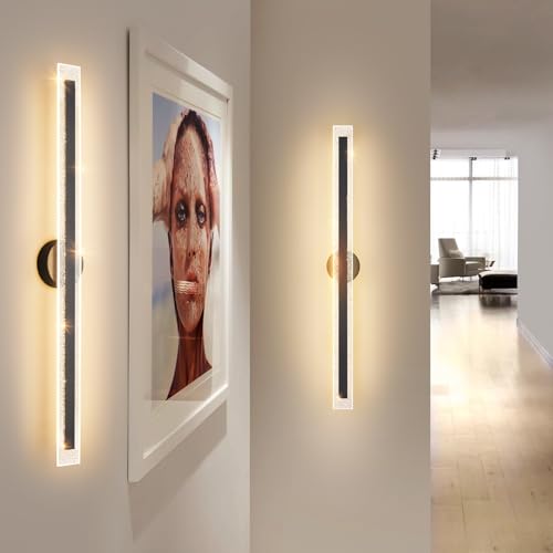 Modern Black Wall Sconces 39.4In Hardwired Light Fixtures 3000K Dimmable LED Sconce Lighting Indoor Wall Lamps for Living Room Bedroom Hallway Stairs