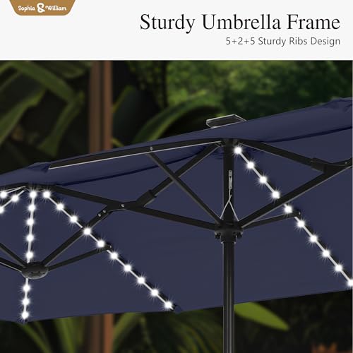 13ft Outdoor Patio Umbrella with Solar Lights